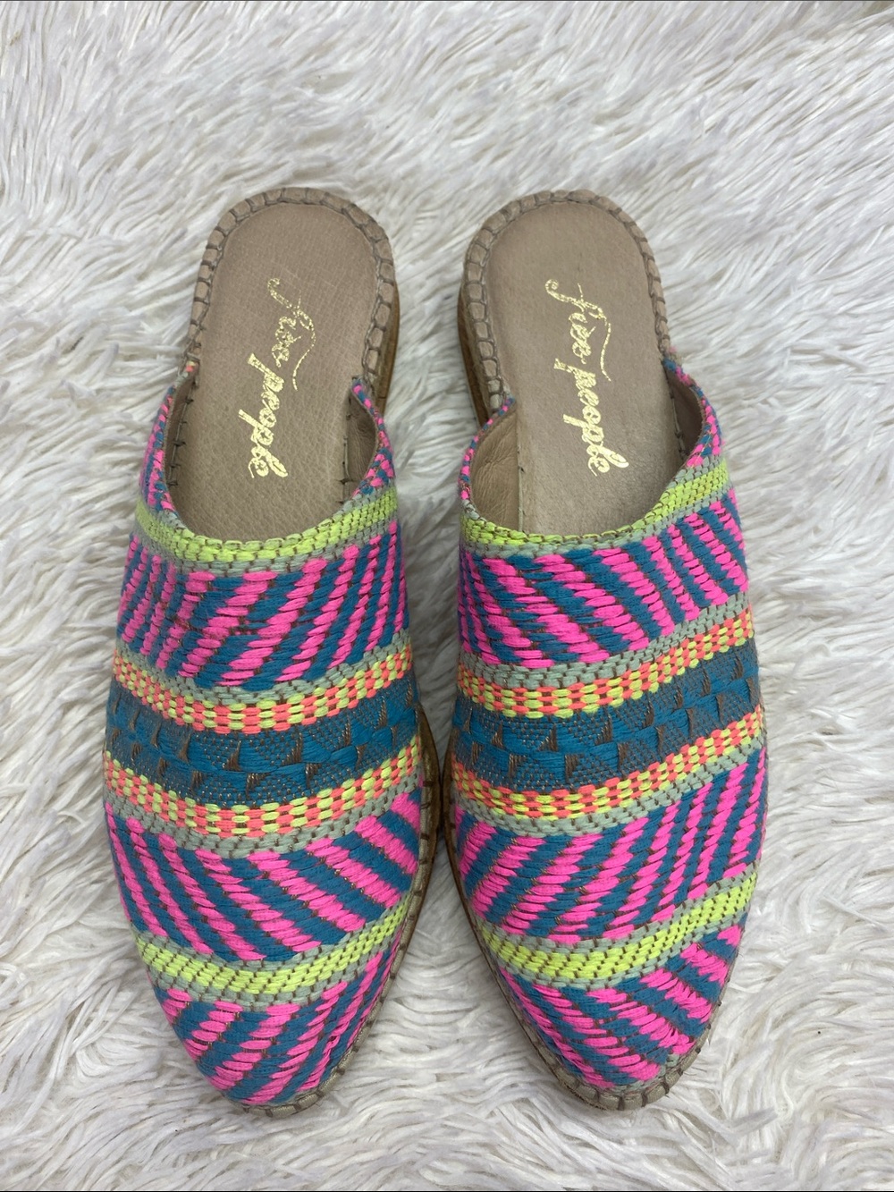 Free People Solstice Mules Multicolor Woven Slip-On Mules Size 6/6.5